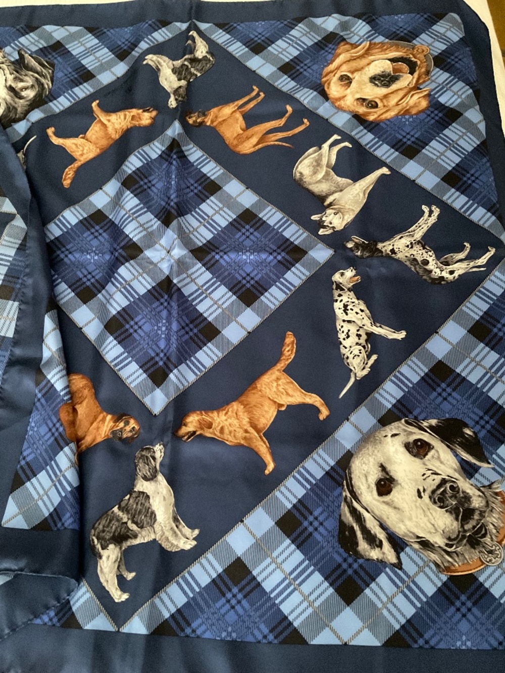 Brooks Brothers Plaid Dogs Silk Scarf
